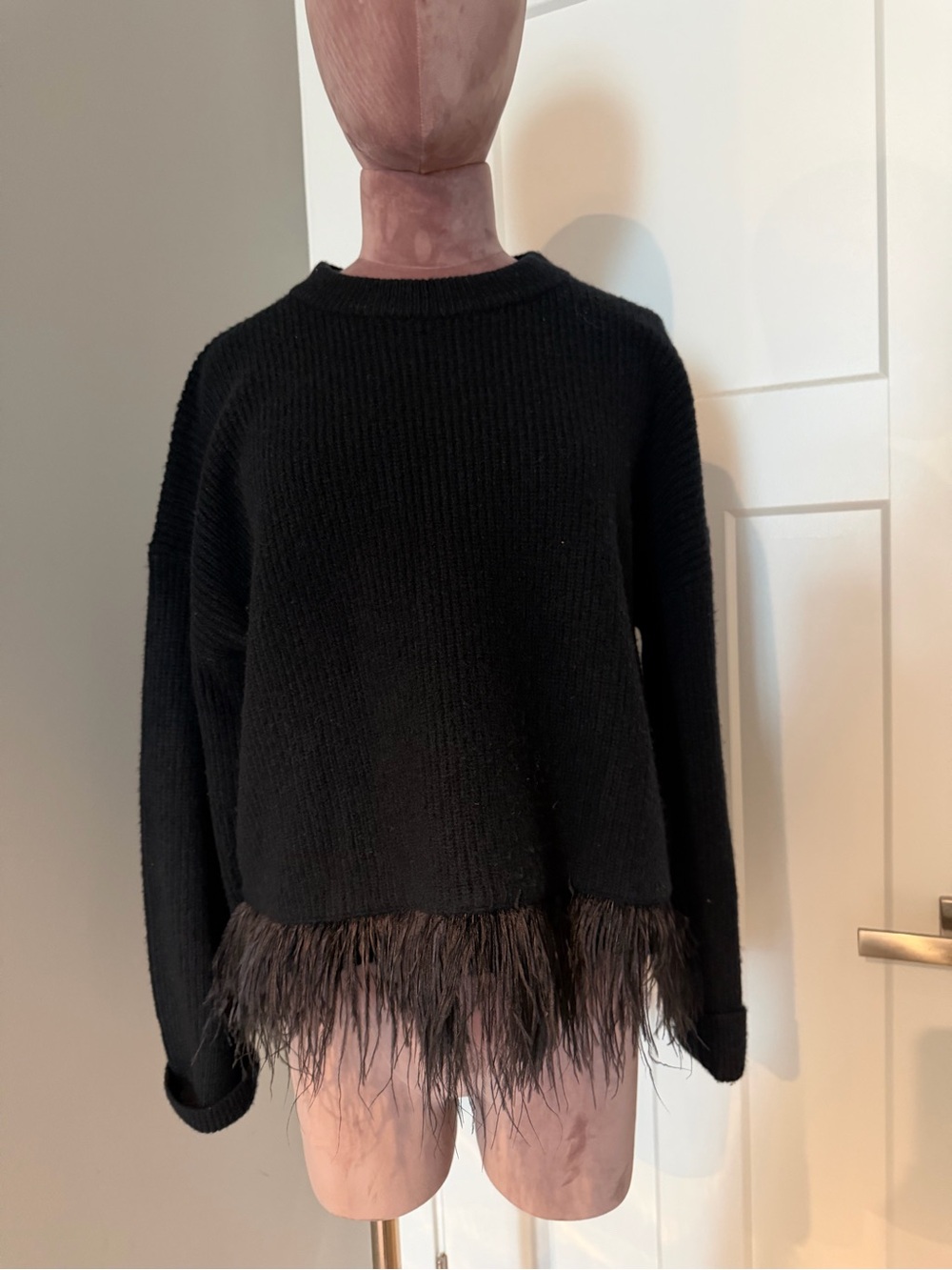 Kate Spade, Black Feather-Hem Sweater - Women